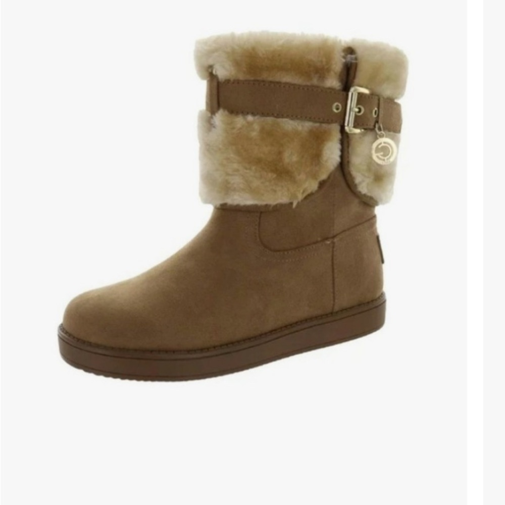 GBG Medium Brown Adlea Suede Fabric and Faux Fur Ankle Boots. Size 7 M